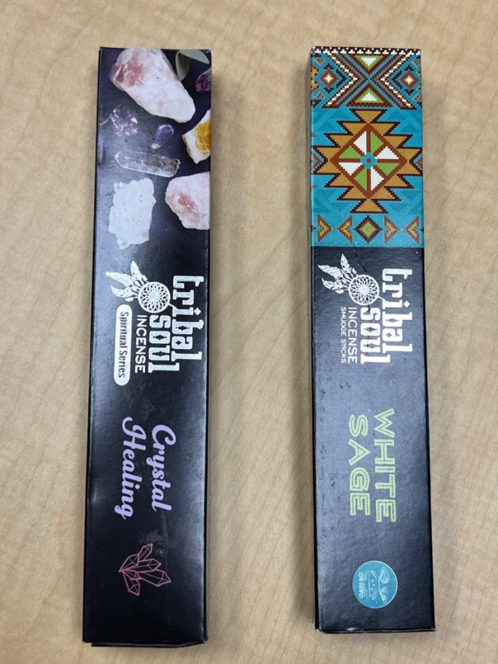 Tribal Soul Incense: 1 Box of Crystal Healing and 1 Box of  White Sage (both)